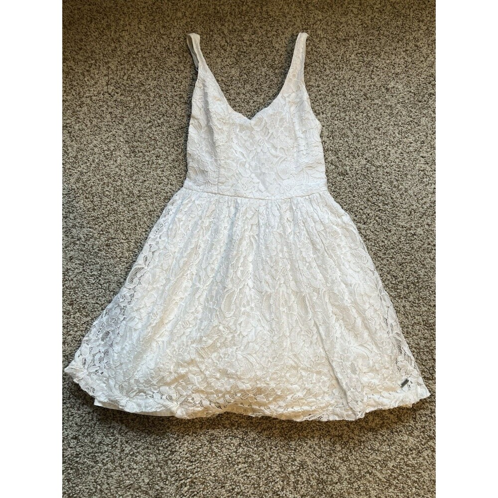 Hollister Y2K Cottagecore Sundress Women S White Floral Lace Fairycore Romantic